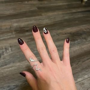 silver (fake) diamond snake ring